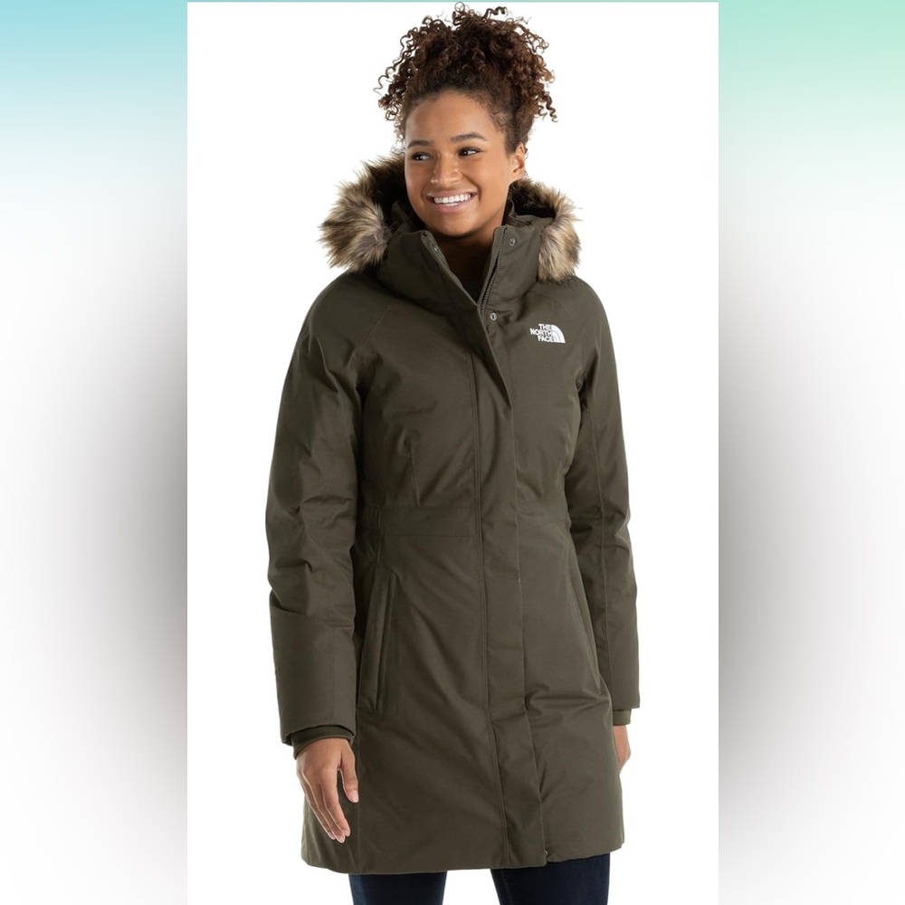 Ladies XL North Face Arctic II Waterproof 550-Fill-Power Down Parka TAUPE GREEN